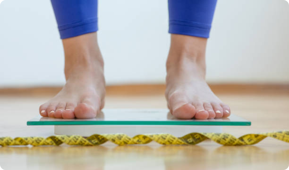 Checking weight on weighing scale